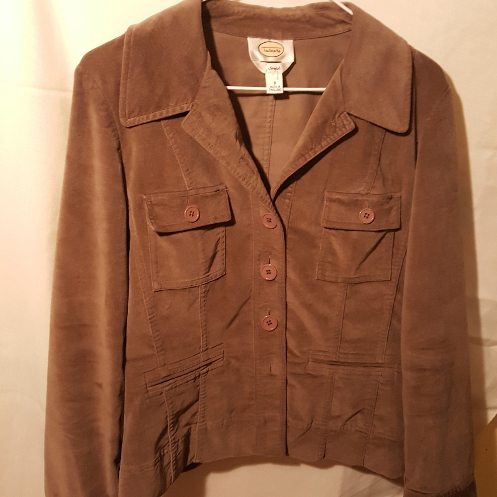 Talbots brown suede like shirt size 8 great condit